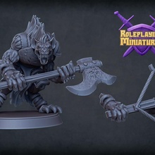 gnoll brute tabletop modular rpg miniature roleplaying dnd pathfinder gnolls 3d print model - Mito3D