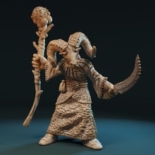 mouflon wizard tabletop magician staff horns sorcerer 3d print model - Mito3D