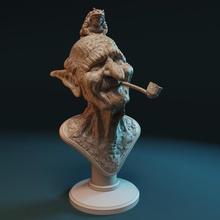 kara kurbağası büst masaüstü sihirbaz boru cadı kurbağa falcı yaşlı adam karakurbağası Druid 3d print model - Mito3D