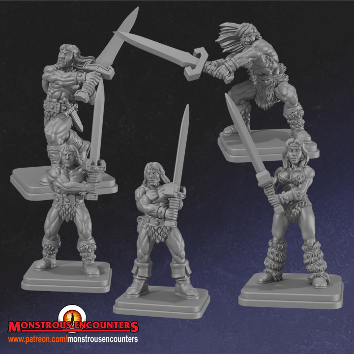 classic barbarians tabletop barbarian retro warhammer warrior quest monstrous heroquest encounters oldhammer 3D print model - Mito3D