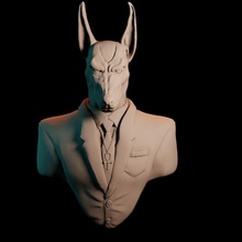 modern anubis fan art bust egypt fantasy god monster obj blender gods sculpting 3d print model - Mito3D