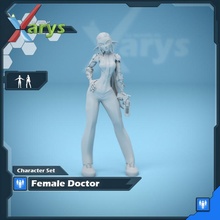 fêmea médico tampo mesa cabelo branco arma fogo rabo cavalo handcanon cyberware 3d print model - Mito3D