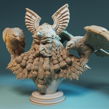 ulric lord birds - bust tabletop bird magician feather 3d print model - Mito3D