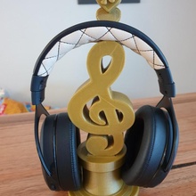 music headphone stand holder gift headphones musical headset melody notes treble clef 3d print model - Mito3D