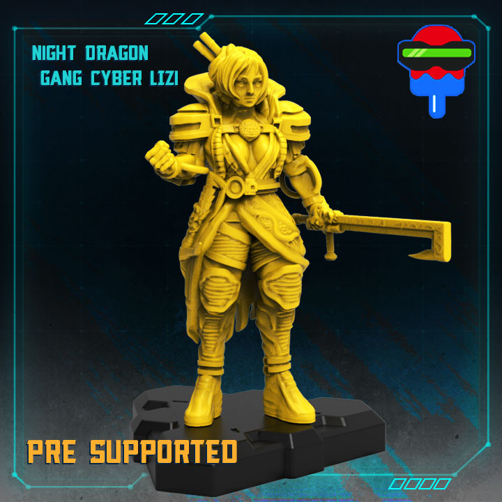 Dragão gangue cibernético Lizi vermelho Guerreiro cyberpunk clã Império tríade 3D print model - Mito3D