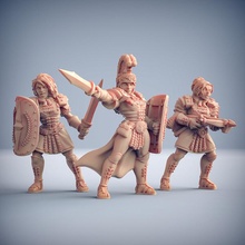 legionarios 3 unidades amazonas pedal arranque mesa caracteres dragones mazmorras hembra combatiente dama mini rpg guerrero miniatura gladiador señoras dnd ttrpg artesano gremio 3d print model - Mito3D