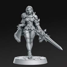 leanne guerrero princesa 32mm dnd mesa armadura lindo niña espada mujer capa rnestudio 3d print model - Mito3D