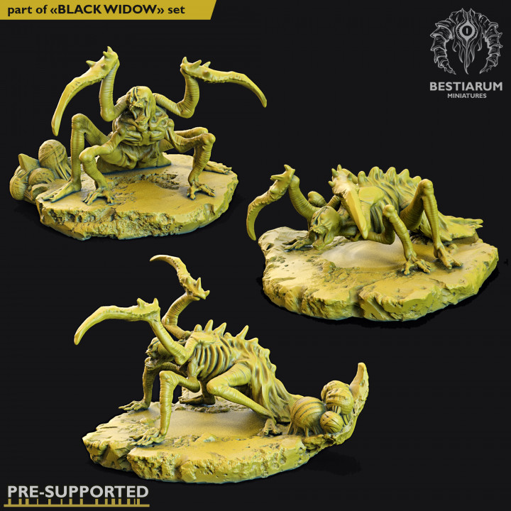 3x nécro araignée serviteur table démon sombre fantaisie figure horreur monstre Mort vivant jeu plateau donjon cocon 32mm culte 39 animaux 3D print model - Mito3D