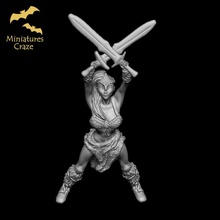 female warrior - barbarian tabletop dragons dungeons mini viking miniature norse patreon presupported supported 3d print model - Mito3D