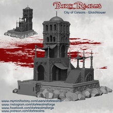 city corsairs - watchtower & harbour tabletop building desert pirate terrain d&d arab persian 3d print model - Mito3D