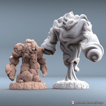earth + air elemental pack tabletop dragons dungeons rpg water rock d&d dnd 5e 3d print model - Mito3D