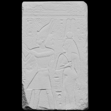 relief king osorkon wife scan sculpture temple gateway red-granite bubastis karomama 3d print model - Mito3D