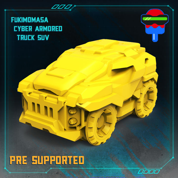 fukimomasa cibernético blindado camión mesa militar vehiculos suv cyberpunkred 3D print model - Mito3D