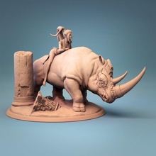 rhinoceros mounted unmounted tabletop print beast mount lord rhino lotp 3d print model - Mito3D