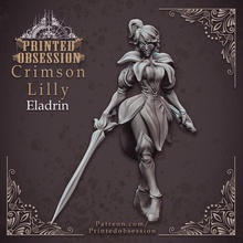 crimson lilly - eladrin hero miniature 32mm scale d&d 5e store dragons dungeons elf female girl hell kickstarter model player woman character pc printed fury elven dnd cale heaven obsession hath 3d print model - Mito3D