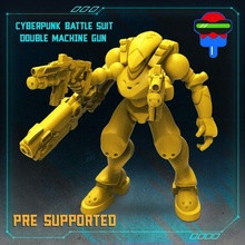Cyberpunk Schlacht passen doppelt Maschine Gewehr Tischplatte Roboter Mecha mech Schlachtanzug Cyberpunkred 3d print model - Mito3D