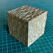 rock-textured ornamental box container cube ornament storage tabletop textured 3d print model - Mito3D