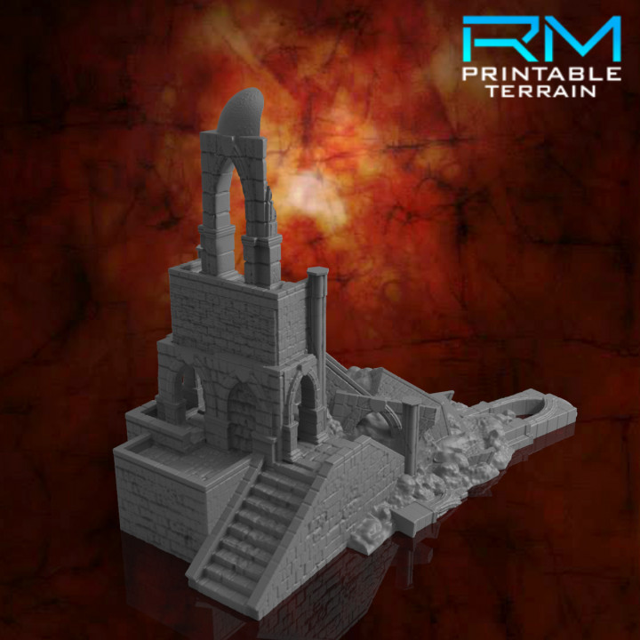 guarda tempestade caído vista águia torre tampo mesa construção fantasia pedra terreno jogos guerra d cenário 3D print model - Mito3D