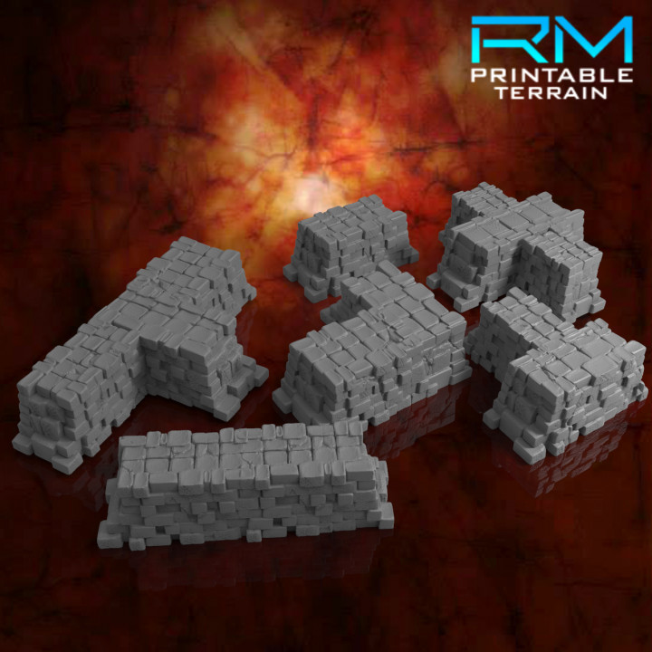 Sturmwache Defensive Wände Tischplatte Fantasie Stein Terrain Wargaming Landschaft 3D print model - Mito3D