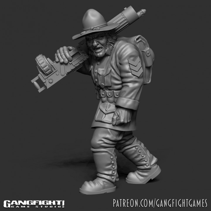 Sarge ogre guerre héros table armée fantaisie combattant soldat guerrier steampunk pulpe 3D print model - Mito3D