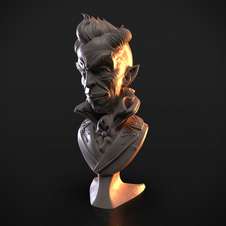mr belz Tienda busto diablo cabello hombre Satán mal cuernos belzebub 3D print model - Mito3D