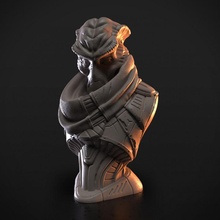 alien bounty hunter bust store character mass 3d print model - Mito3D