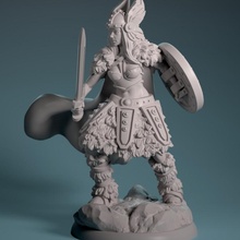bouclier jeune fille table fantaisie femelle figurine viking wargaming guerrier miniature dnd valkyrie rgp 3d print model - Mito3D