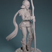 lance jeune fille table fantaisie femelle figurine mini viking guerrier miniature dnd rgp spearmaiden jeu chaud 3d print model - Mito3D