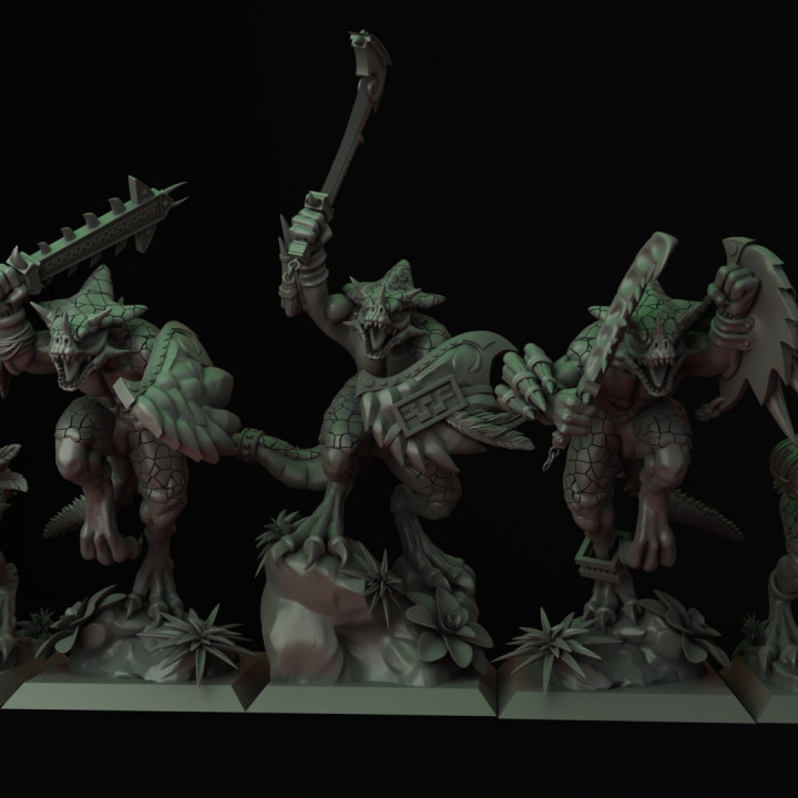 hommes lézards saurus unité épée lance bouclier table fantaisie rpg marteau guerre donjons Dragons jeu rol rois ageofsigmar séraphon ninthage raventwinminiatures 3D print model - Mito3D