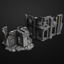 ruined buildings tabletop building scifi ruins moderngame 3d print model - Mito3D