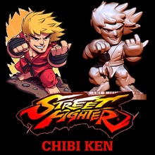 street fighter - chibi ken fan art game gem snes sega arcade mame ryu hadouken shoryuken tatsumaki senpuu kyaku 3d print model - Mito3D