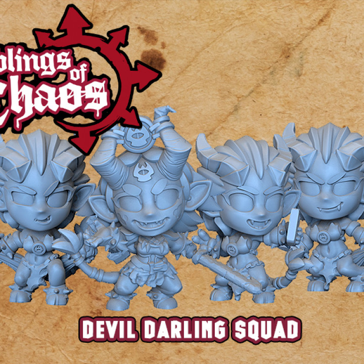 devil darling squad tabletop 40k cute soldier chibi troops succubuss 3D print model - Mito3D