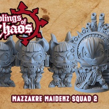 mazzakre maidenz squad 2 tabletop 40k cute music chibi troops 3d print model - Mito3D