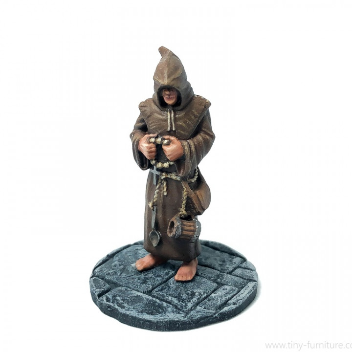 monk tabletop dragons dungeons miniature pathfinder gloomhaven peasants 3D print model - Mito3D