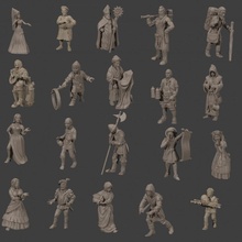 medieval citizens bundle 30 tabletop dragons dungeons roleplay rpg pathfinder 3d print model - Mito3D