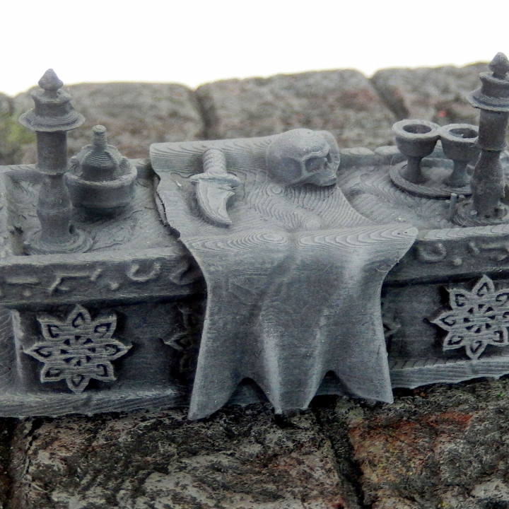 church temple altar tabletop miniature dungeonsanddragons warlock dnd sacrificial dndmini resinminiature resinmini ritualaltar offeringtable churchdecor 3D print model - Mito3D