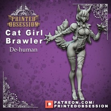 cat girl brawler - cute desktop 120mm store anime female fighter kickstarter monster sexy woman printed fury patreon knuckle duster kick ass heaven obsession hath 3d print model - Mito3D