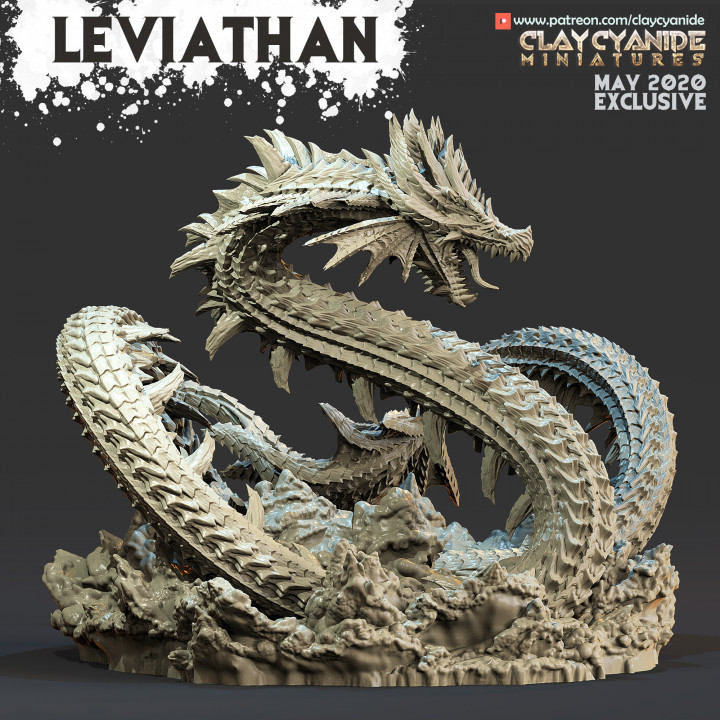 leviatã tampo mesa criatura Dragão miniaturas monstro jogos guerra martelo água masmorras Dragões dnd tabletoprpg mar 3D print model - Mito3D