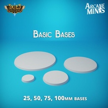 arcane minis - basic mini stands stand miniature base 50mm 100mm bases 25mm 75mm 3d print model - Mito3D