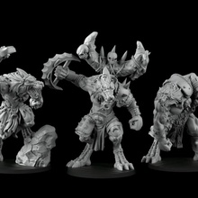 hombres lobo mesa campo batalla bestia criatura fantasía figuritas miniaturas juego arena hombre Wolfen escaramuza ferocidad comparación 3d print model - Mito3D