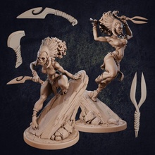 masina island rogue - presupported tabletop dragon dragons dungeons female girl hero human mini rpg tribal character tropical dagger trappers dual dnd lodge weilding 3d print model - Mito3D
