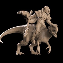 raptor cavaliere buio dinosauro draghi elfo combattente eroe warhammer gioco tavolo male prigione caos eldar esploratore dorsale heroquest lance incrociate 3d print model - Mito3D