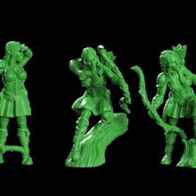 arqueiro menina madeira duende 3d tampo mesa detalhado dragões fantasia figura verde mulher super arco elfos barato masmorra descobridor silvestre crosslances 3d print model - Mito3D