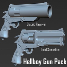 Hellboy samaritano clásico revólver gratis accesorios cosplay demonio pistola llavero bprd 3d print model - Mito3D