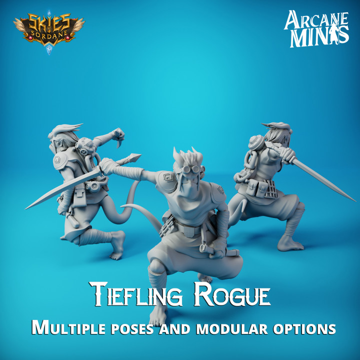 tiefling rogue - cin'dar navy tabletop devil dragons dungeons fantasy fighter figure hero man mini pirate rpg sky sword character steampunk miniature male evil assassin heroes captain minis ranger crossbow d&d 28mm dnd 35mm 3D print model - Mito3D