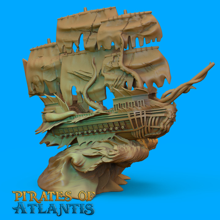 pirate ship bottle - returned tabletop kickstarter ships pirates 3D print model - Mito3D