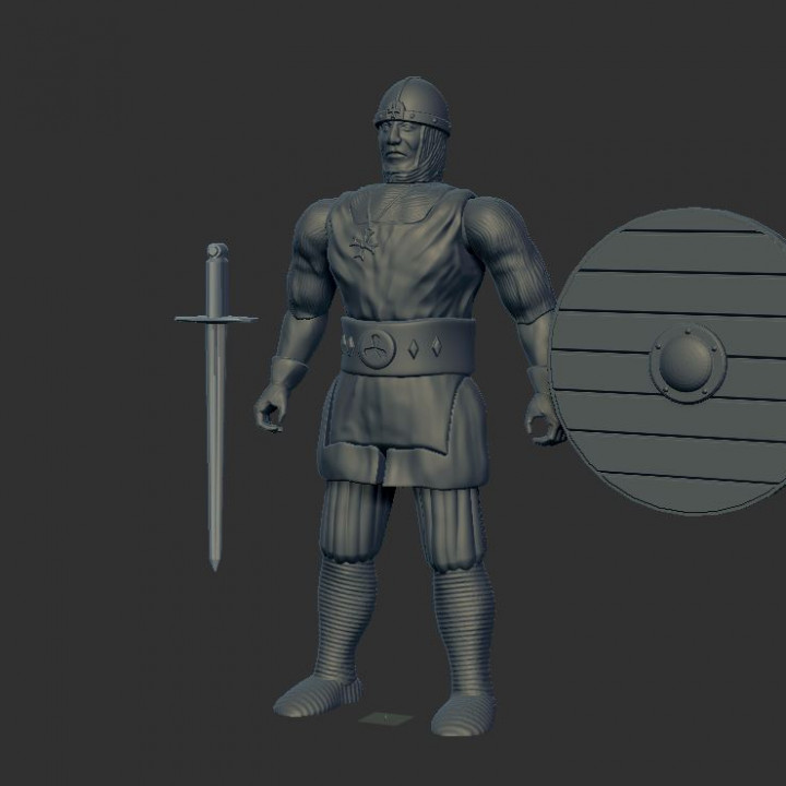 algar fera assassino açao figura ventilador arte cavaleiro escudo espada brinquedo Guerreiro magnético braços cota malha 3D print model - Mito3D