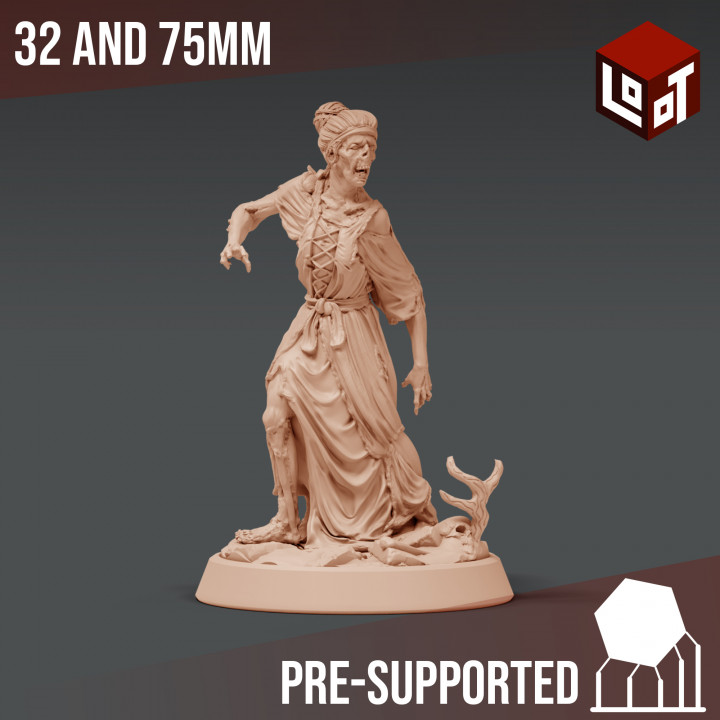 zombie woman - wightpocalypse loot studios tabletop epic fantasy game hero mini rpg undead miniature boardgame dungeonsanddragons zombies wargame d&d role-playing pathfinder lootstudios 3D print model - Mito3D