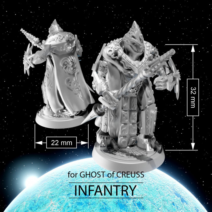 infantry ghosts tabletop miniatures sci-fi space spaceship 3dprint boardgames spacecraft 32mm board games stellar ti4 creuss 3D print model - Mito3D