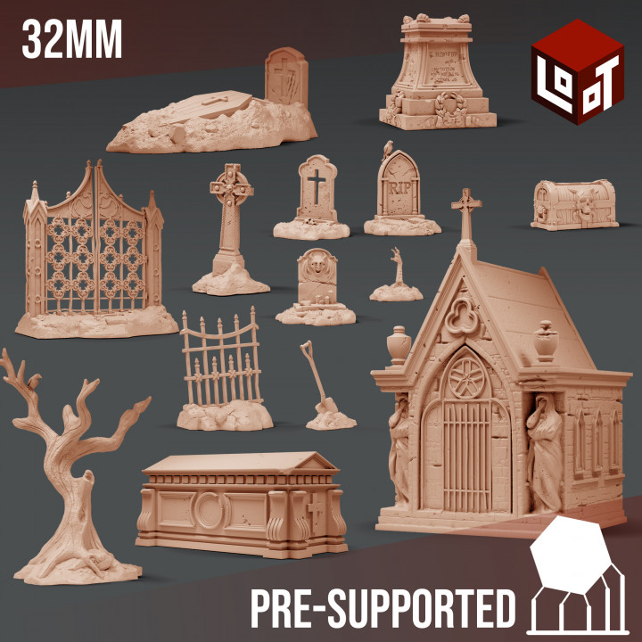 objects - wightpocalypse loot studios tabletop epic fantasy game mini rpg terrain undead zombie miniature boardgame dungeonsanddragons zombies cemetery wargame d&d role-playing pathfinder lootstudios 3D print model - Mito3D